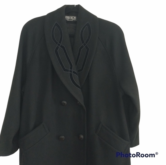 Russell Scott Vintage Black Maxi Dress Coat with Embroidery - Picture 2 of 11